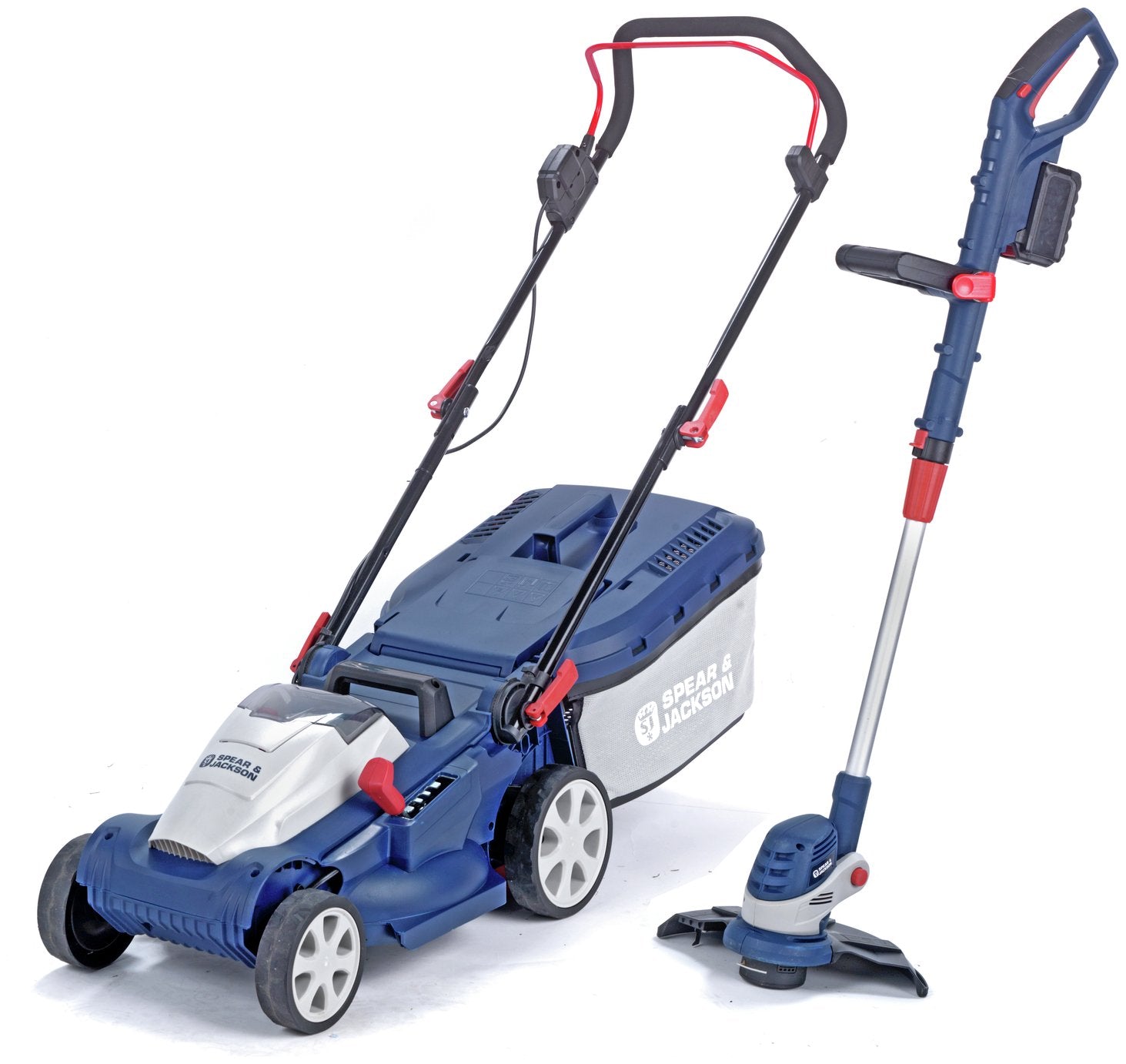 Spear & Jackson Cordless 34cm Lawnmower & 25cm Grass Trimmer