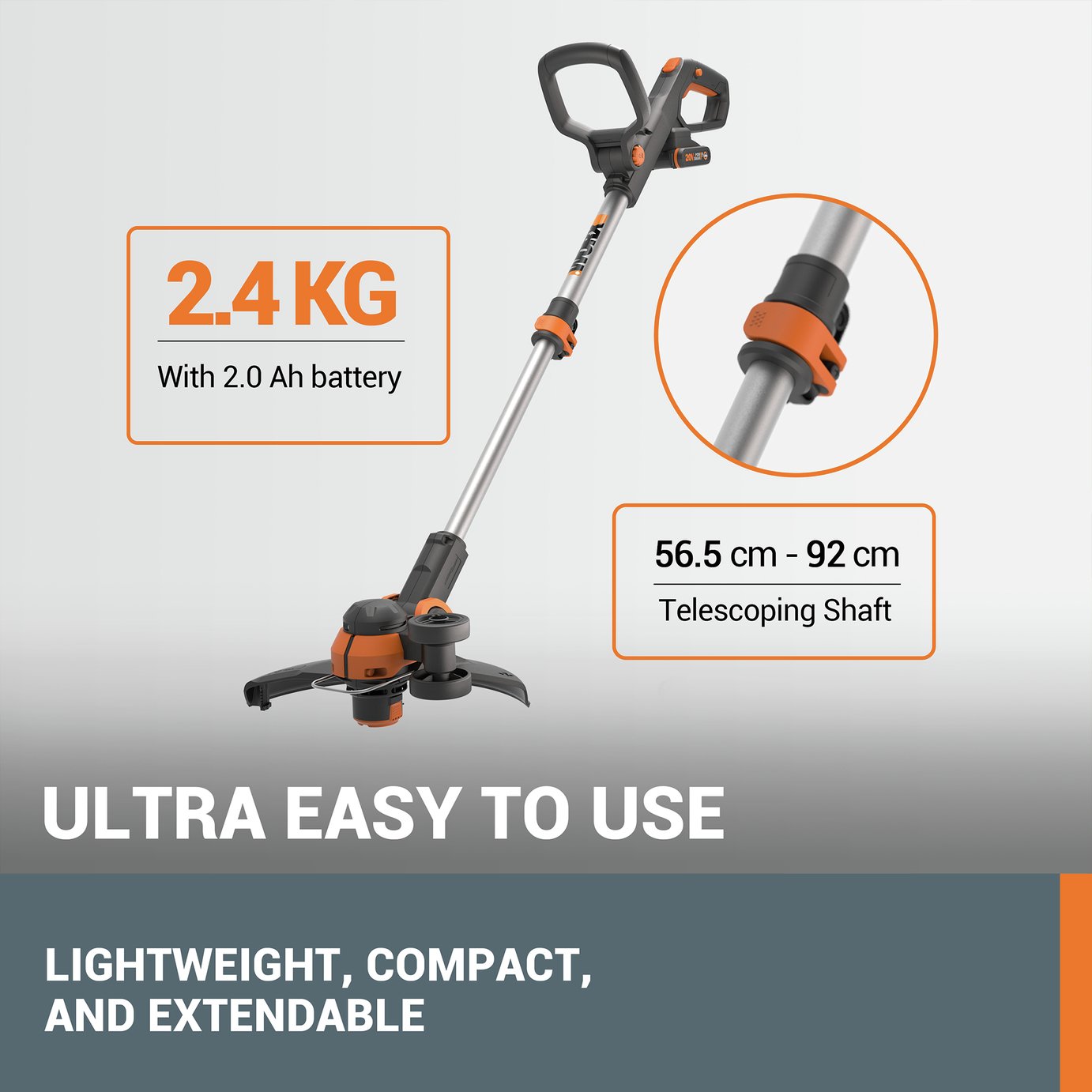 Worx 30cm Cordless Grass Trimmer with 2 Batteries - 20V — view 5
