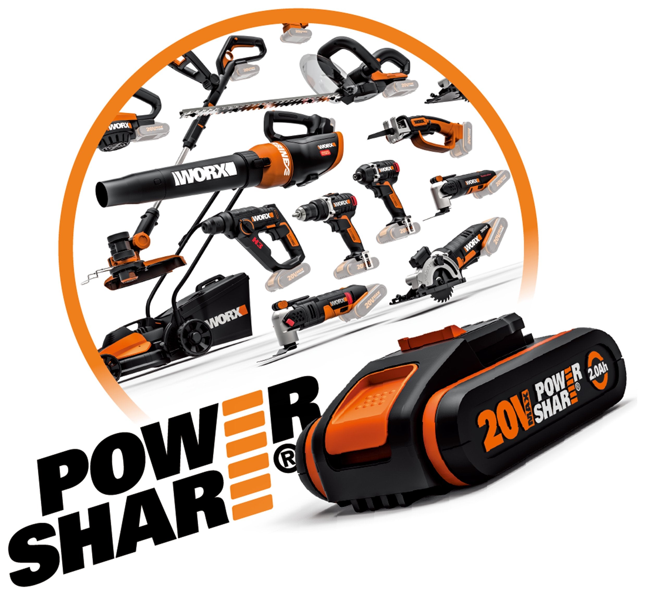 Worx Cordless 34cm Rotary Lawnmower and 25cm Grass Trimmer — view 11