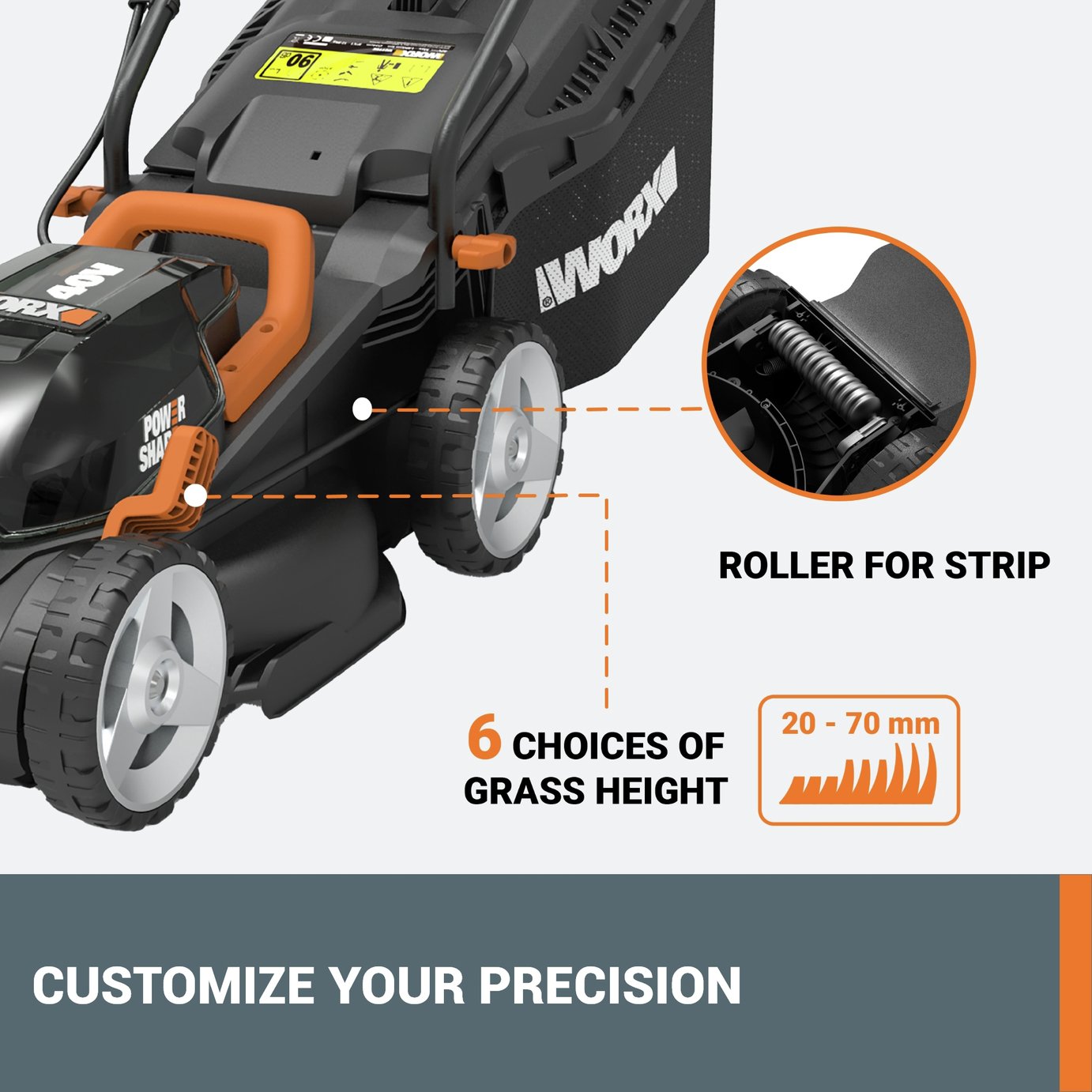 Worx Cordless 34cm Rotary Lawnmower and 25cm Grass Trimmer — view 4