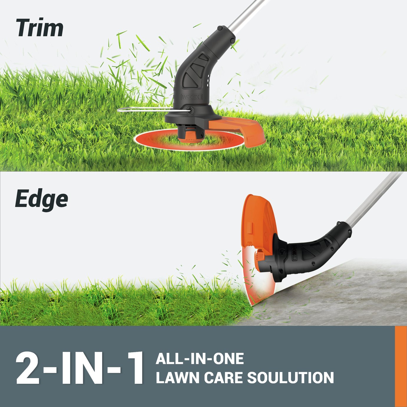 Worx Cordless 34cm Rotary Lawnmower and 25cm Grass Trimmer — view 6