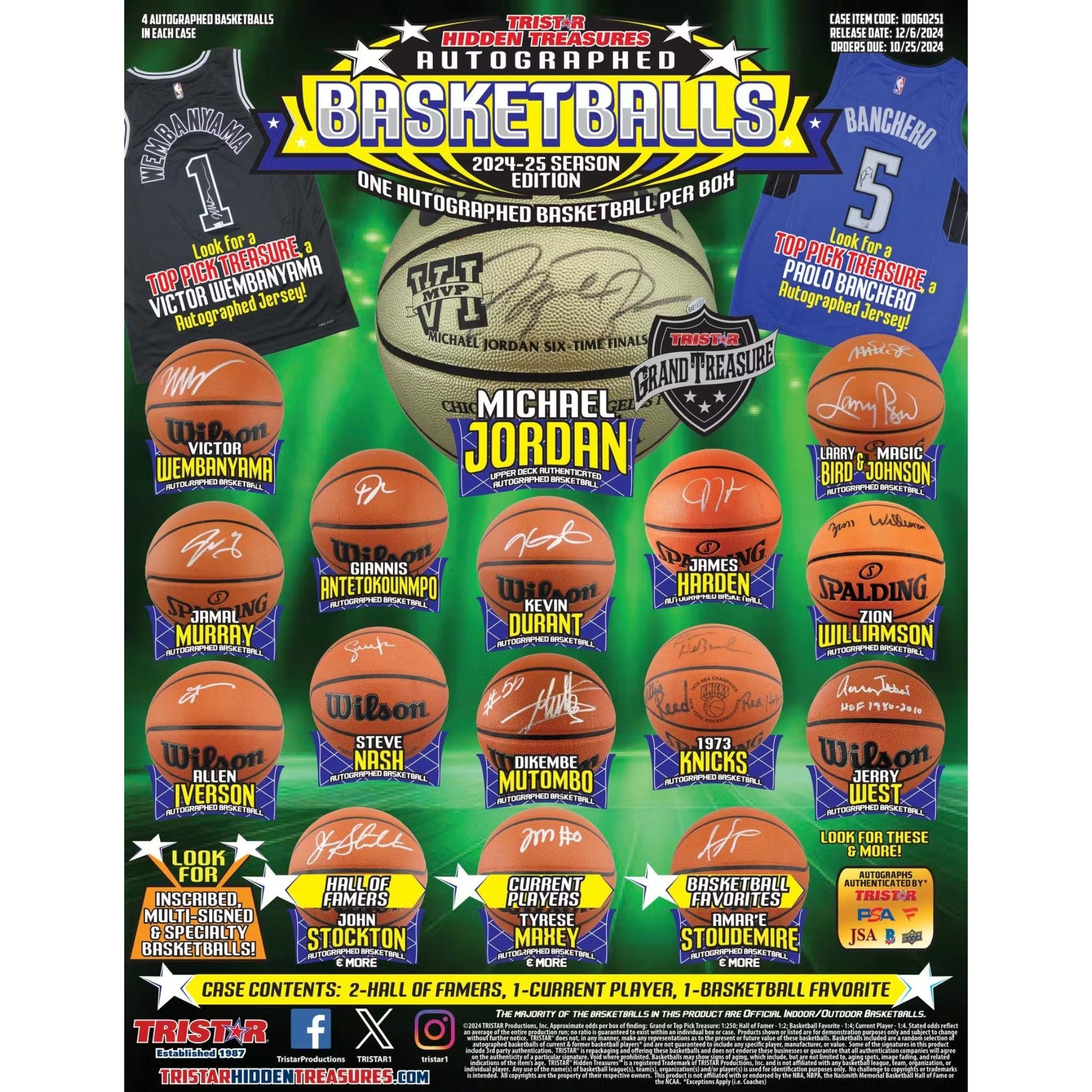 2024/25 TriStar Hidden Treasures Autographed Basketballs Season Edition Hobby Box