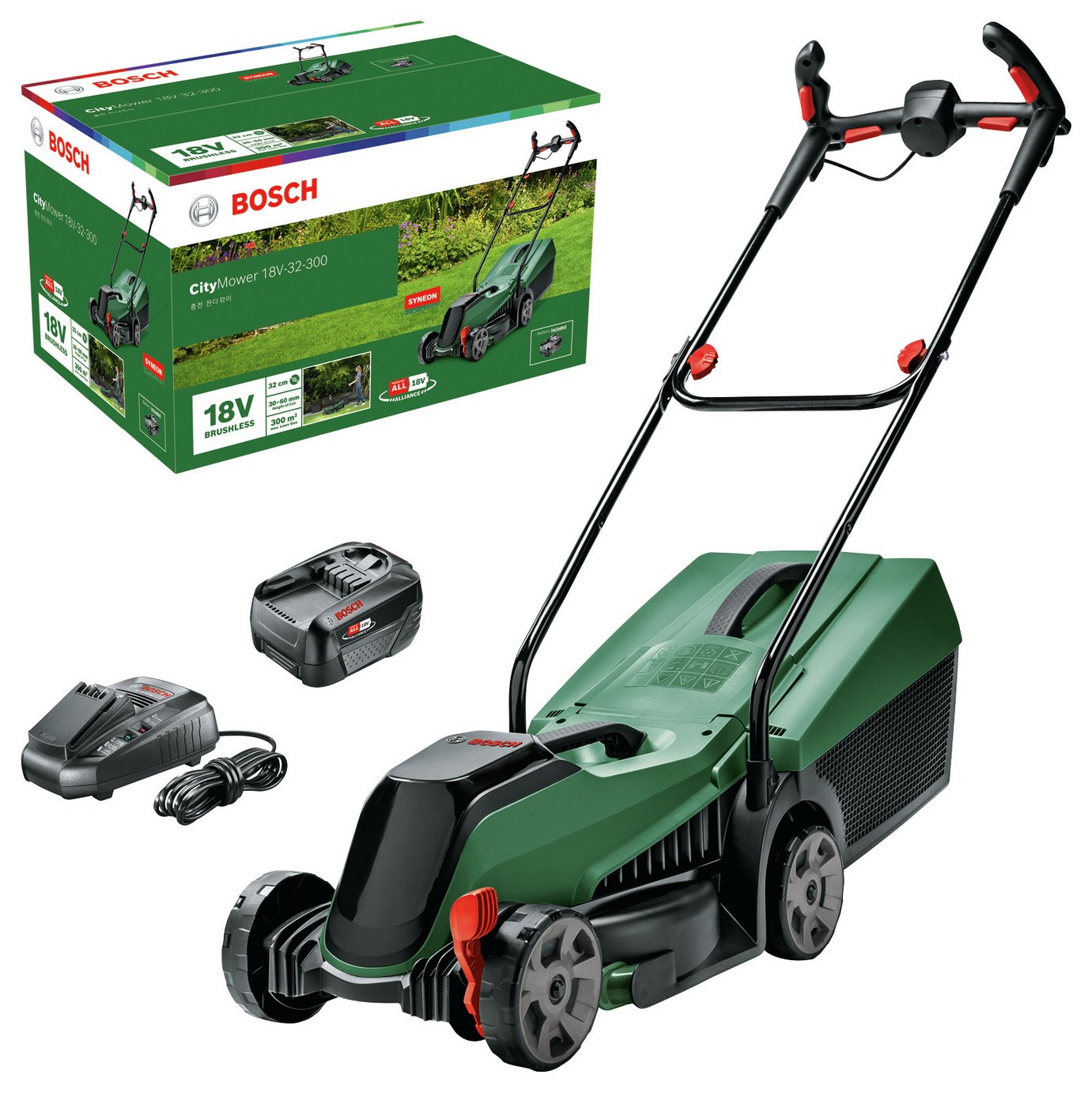 Bosch 32cm Electric Cordless Rotary Lawnmover - 18V — view 2