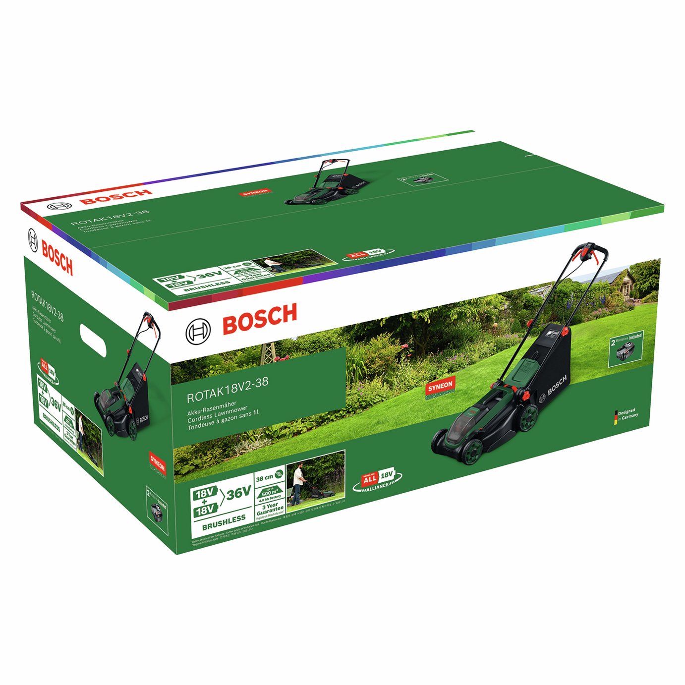 Bosch Rotak 38cm Electric Cordless Rotary Lawnmower - 36V — view 3