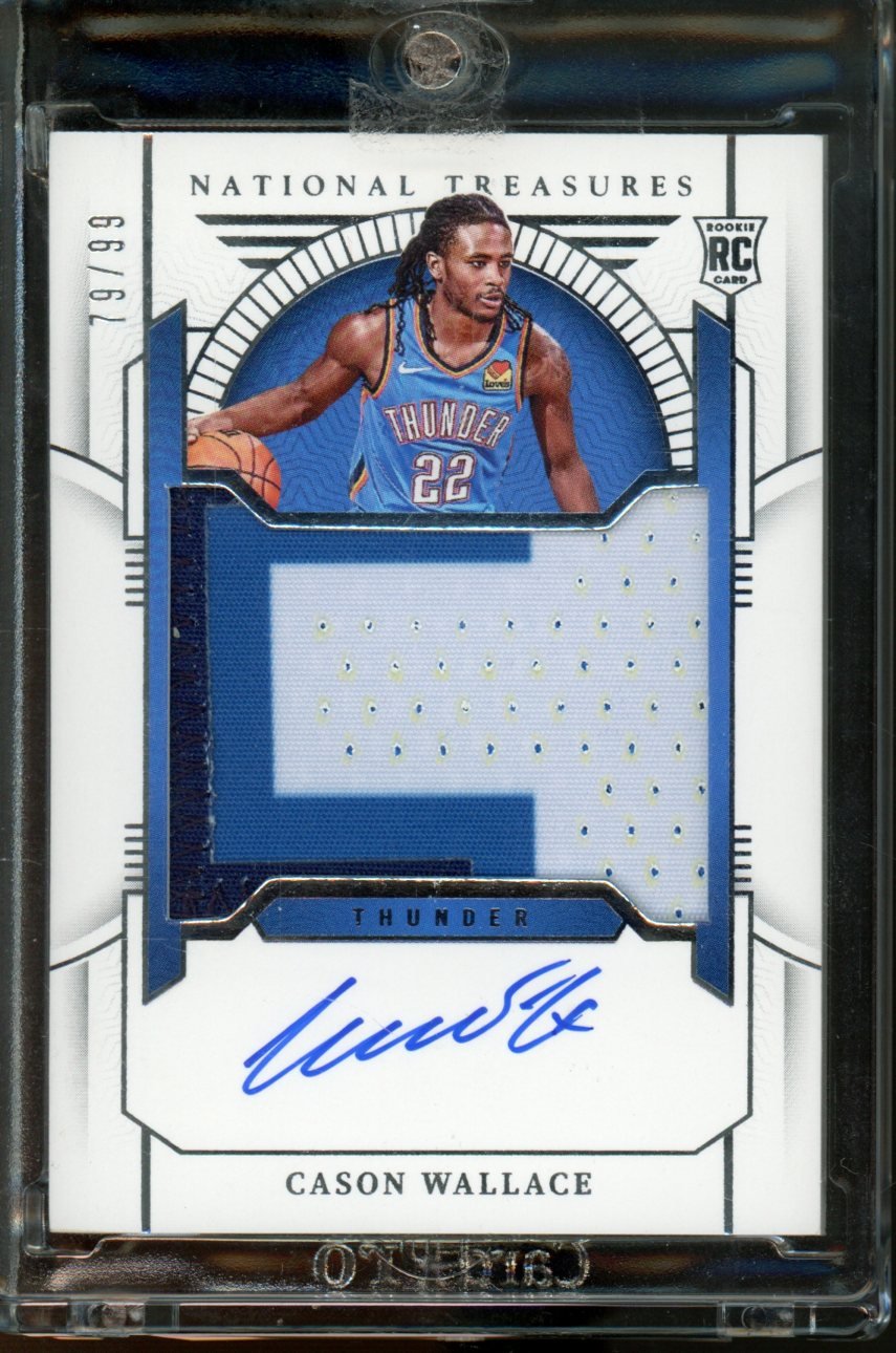 2023 Panini National Treasures Cason Wallace Rookie Patch Auto True /99 Thunder — view 2