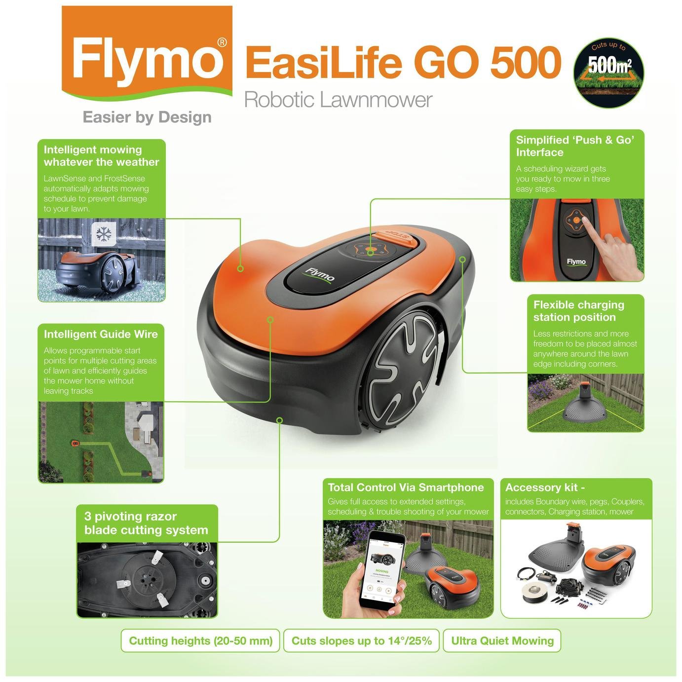 Flymo EasiLife GO 500 16cm Cordless Robotic Lawnmower — view 2