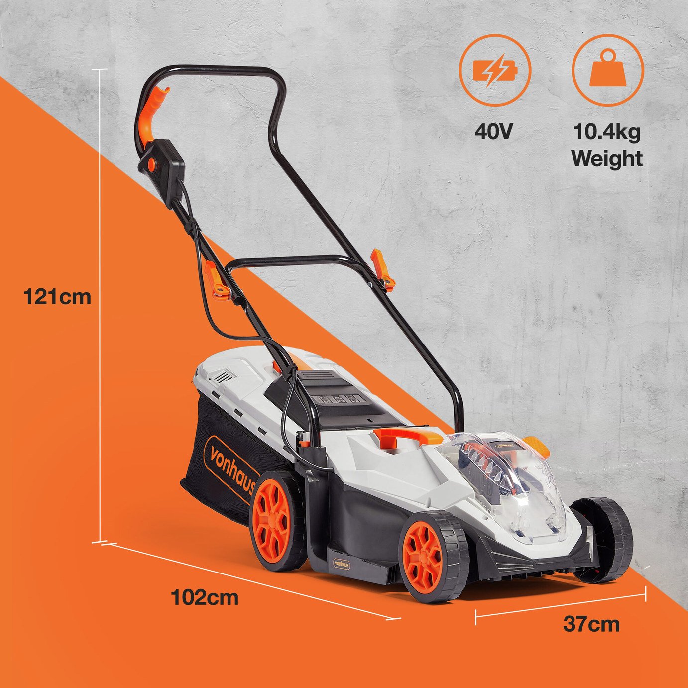 VonHaus 33cm Cordless Lawnmower - 40V — view 4