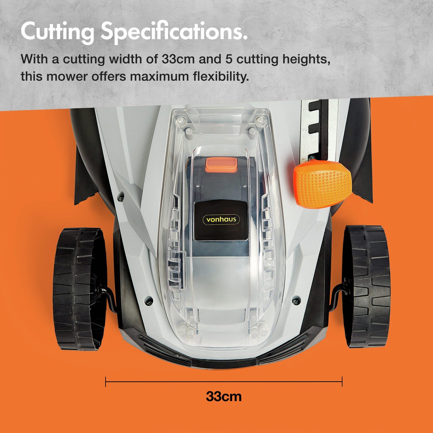 VonHaus 33cm Cordless Lawnmower - 40V — view 6
