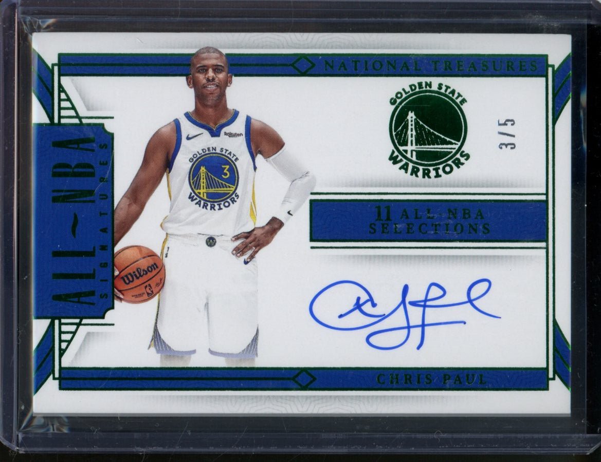 2023 Panini National Treasures Chris Paul All NBA Auto Green Jsy# 3/5 Warriors — view 2