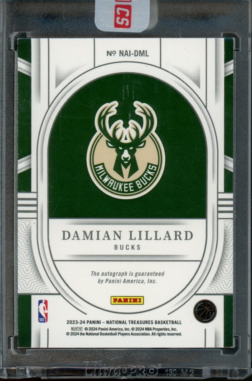 2023 Panini National Treasures Daminan Lillard National Archives Ink Auto Green /25 Bucks