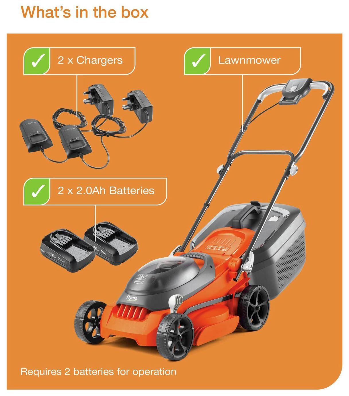 Flymo EasiStore 340R 34cm Cordless Wheeled Lawnmower - 36V — view 7