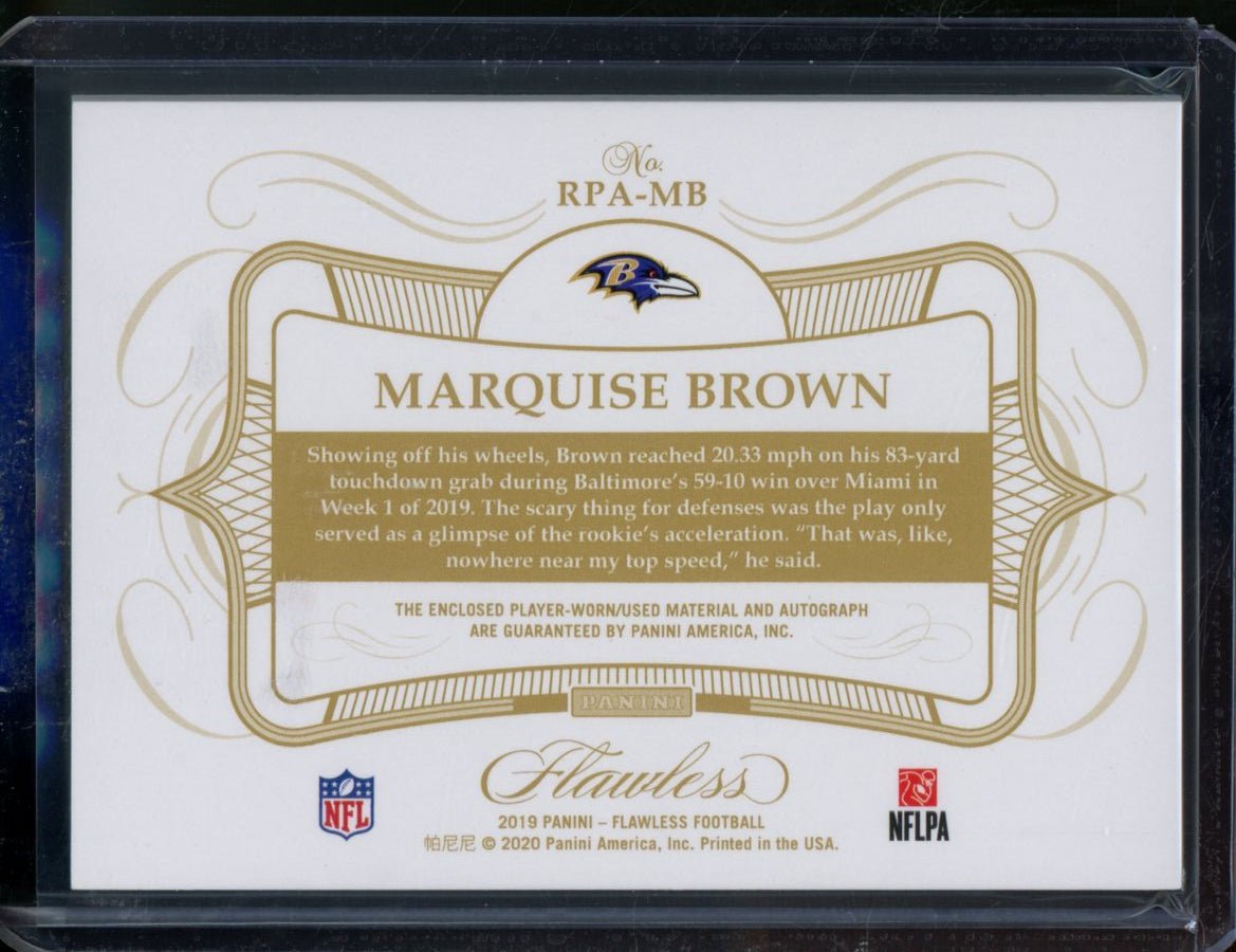 2019 Panini Flawless Marquise Brown Rookie Patch Auto Red /15 Ravens