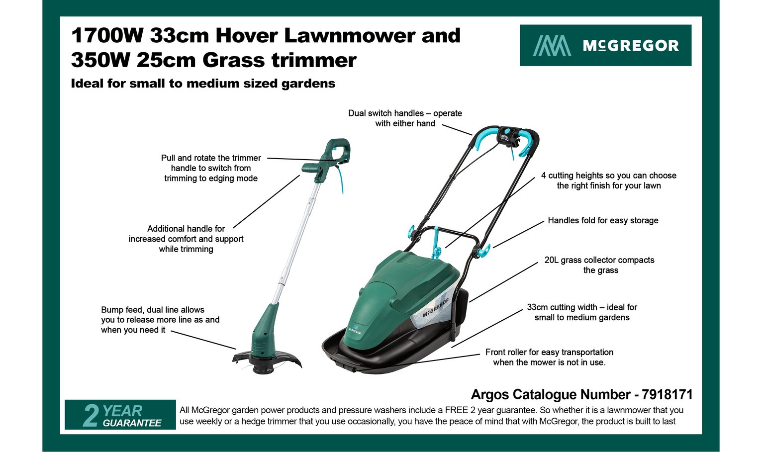 McGregor Hover Lawnmower & Grass Trimmer Set — view 2