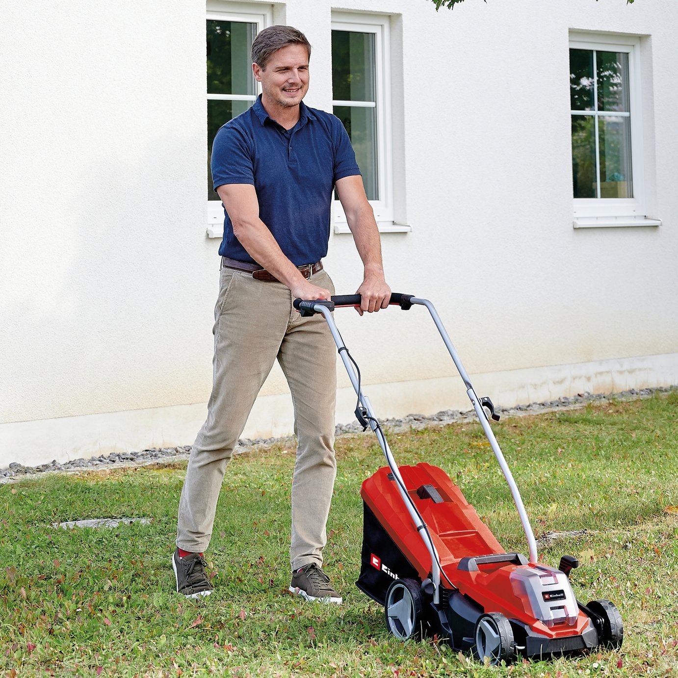 Einhell 33cm Cordless Brushless Rotary Lawnmower & Trimmer — view 2