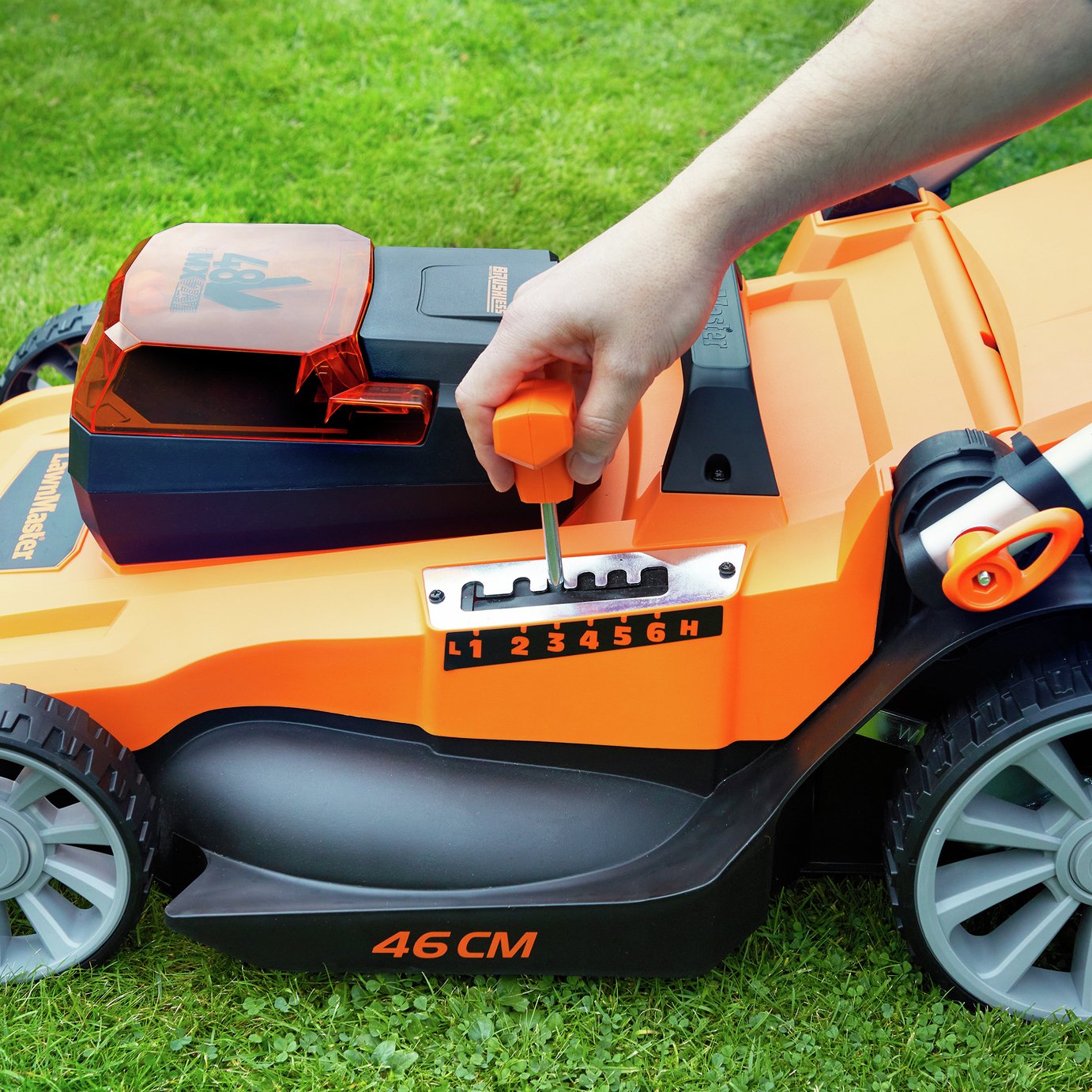 LawnMaster 46cm Cordless Rotary Lawnmower with 2 Sets of Batteries - 48V — view 8