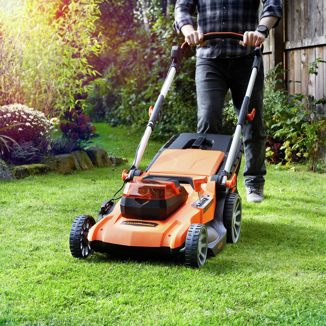 LawnMaster 46cm Cordless Rotary Lawnmower with 2 Sets of Batteries - 48V — view 9
