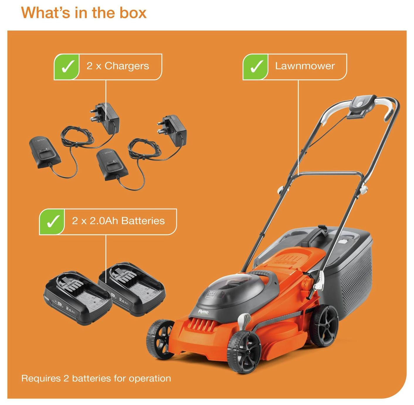 Flymo EasiStore 380R 38cm Cordless Wheeled Lawnmower - 36V — view 9